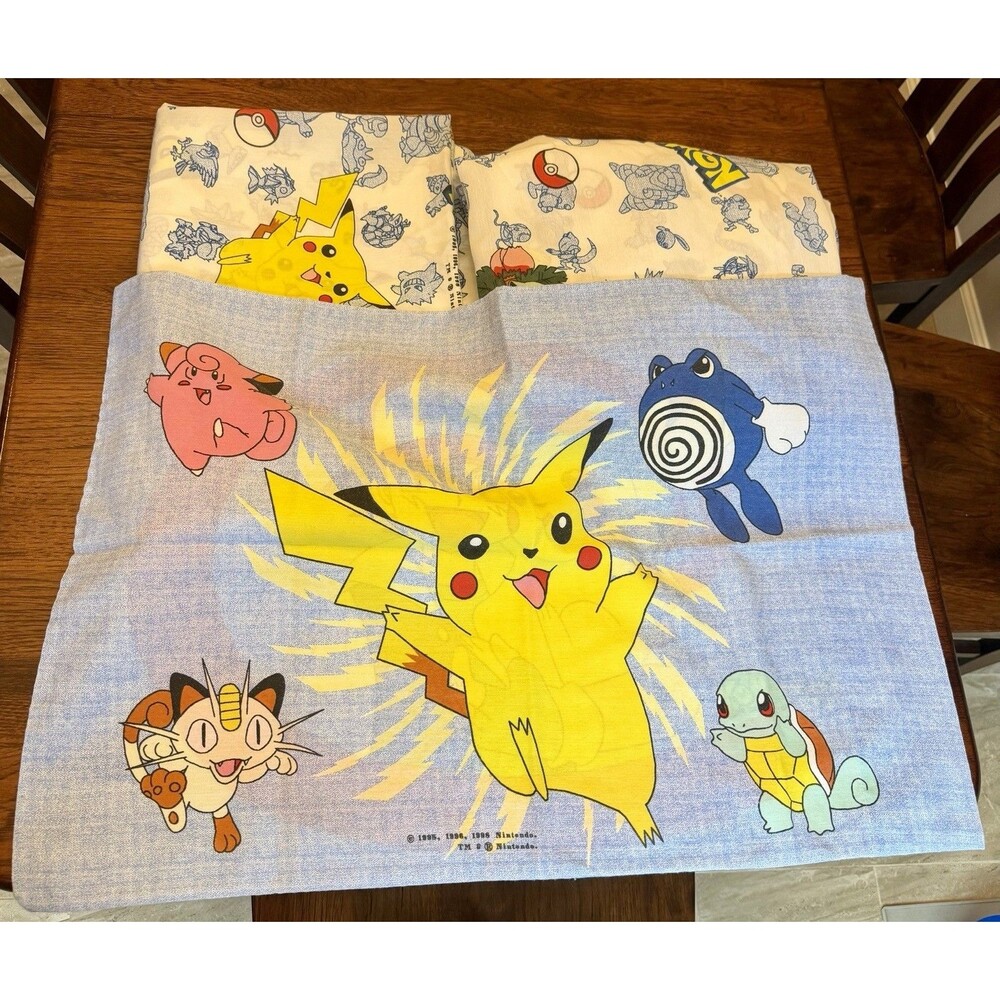 VINTAGE 3 Piece Pokémon Pikachu character bed Sheet Set TWIN
